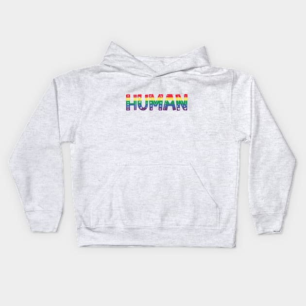 Colorful HUMAN Typography Illustration Design lgbt Kids Hoodie by jodotodesign